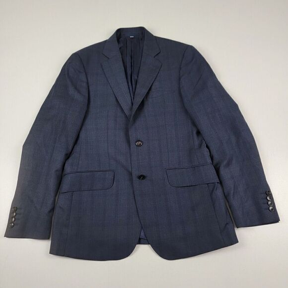 Hardy Amies Brinsley Fit Blue Linen Blazer Mens Navy Jacket Sz 38R Coat EU 48R